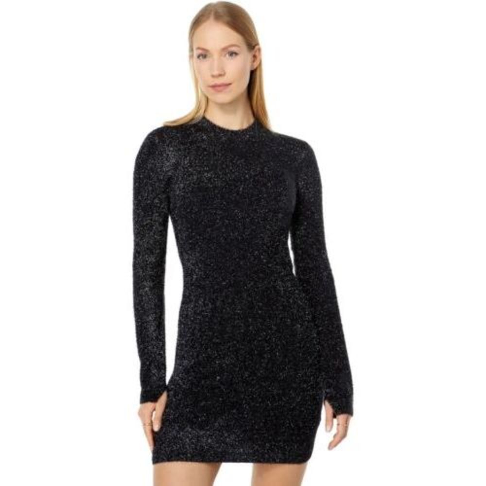 AllSaints Women's Black Sparkle  Bodycon Long Sleeve Mini Dress Size Small EUC